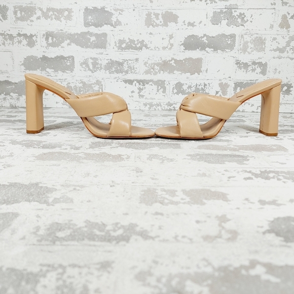 New SCHUTZ Women's Fairy High Leather Heeled  True Beige Sandal H913 - Picture 7 of 13